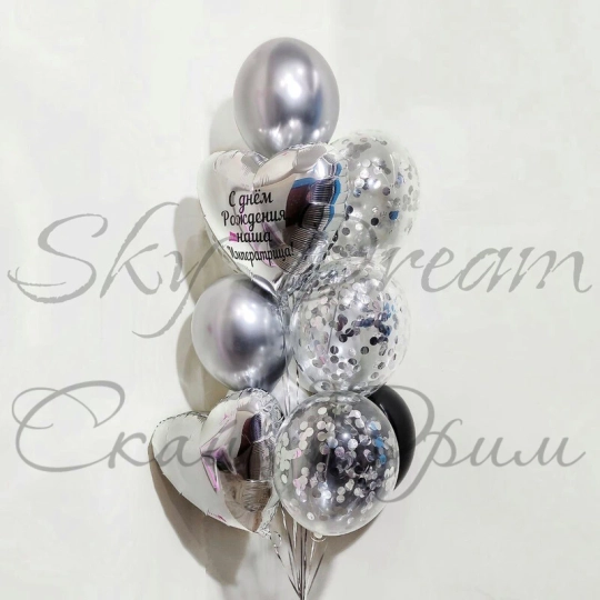 Фонтан из шаров Серебряный сюрприз