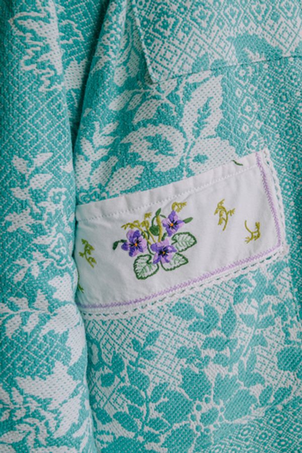 Куртка Украшенный Расшитой Салфеткой/Light Green with Napkin Jacket зеленая - фото 7