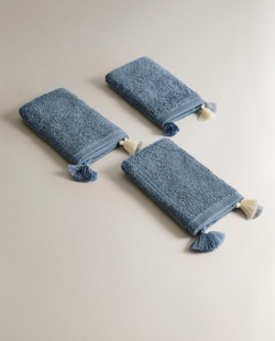Zara Home Полотенце для лица и рук из хлопка, голубой, 30x30 см (3 шт.)