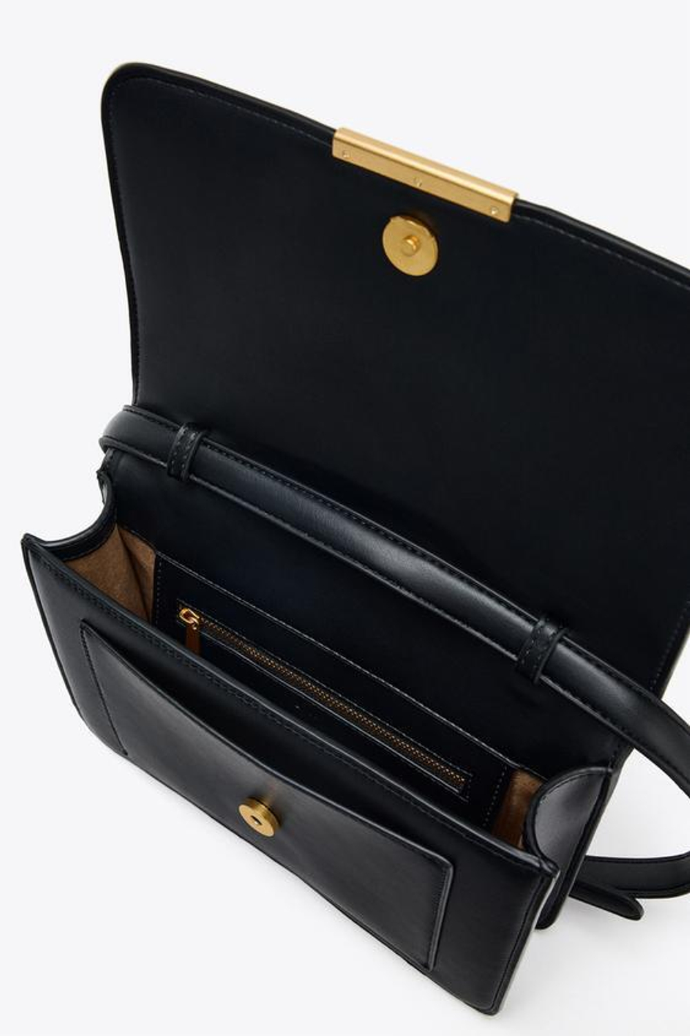 ZARA СУМКА ЧЕРЕЗ ПЛЕЧО С МЕТАЛЛИЧЕСКОЙ ДЕТАЛЬЮ, ЧЕРНЫЙ