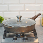 Сковорода 30см Premium mokko со съемной ручкой и стеклянной крышкой