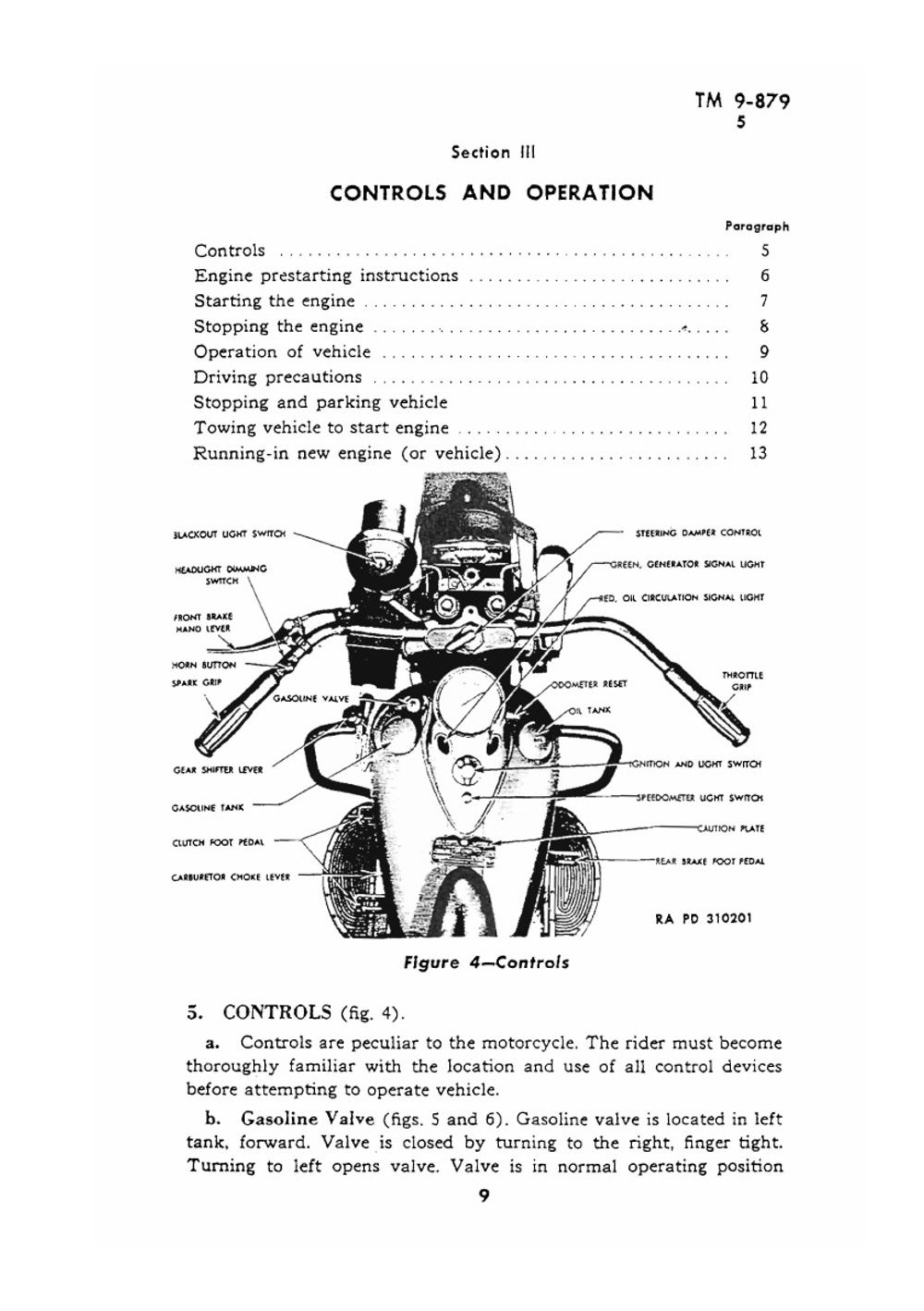Motorcycle, Solo (Harley Davidson model WLA). Technical Manual TM 9-879 | War Department