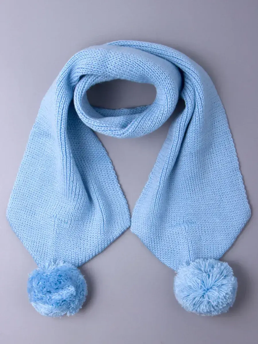 Шарф зимний вязаный с помпонами для детей