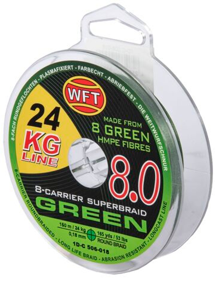 Леска плетёная WFT KG x8 Green 150 м, 0.18 мм