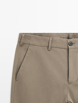 Massimo Dutti Зауженные брюки из саржи, коричневый