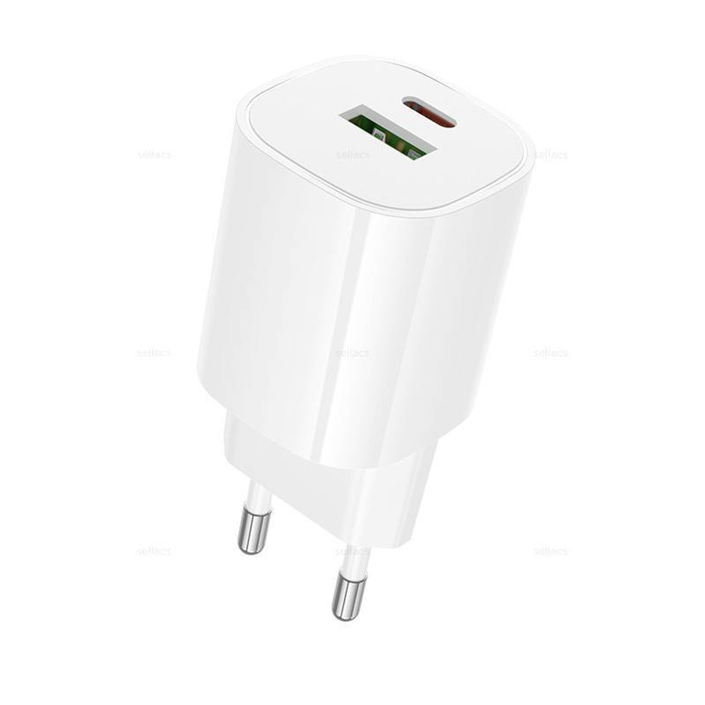 Сетевой адаптер питания BOROFONE BA104A PD 20W + Q.C3.0 (белый)