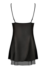 Чёрная атласная сорочка с сетчатой вставкой Greylita LXL (46-48) (Цвет: черный, белый)