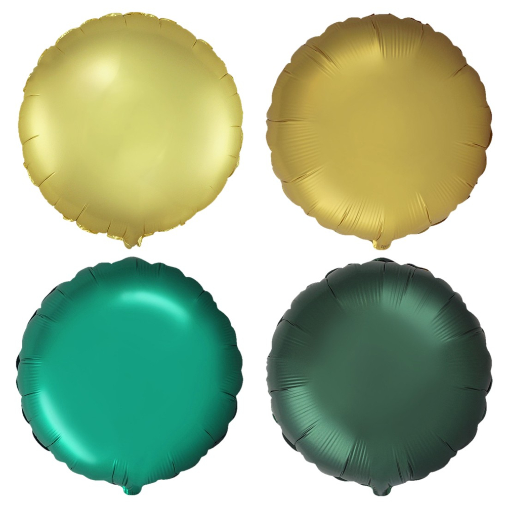 Фольгированный шар-круг, сатин, зеленый/золотой, 46 см
