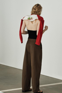 ZARA БРЮКИ BALLOON СО СКЛАДКАМИ, СЕРО-КОРИЧНЕВЫЙ