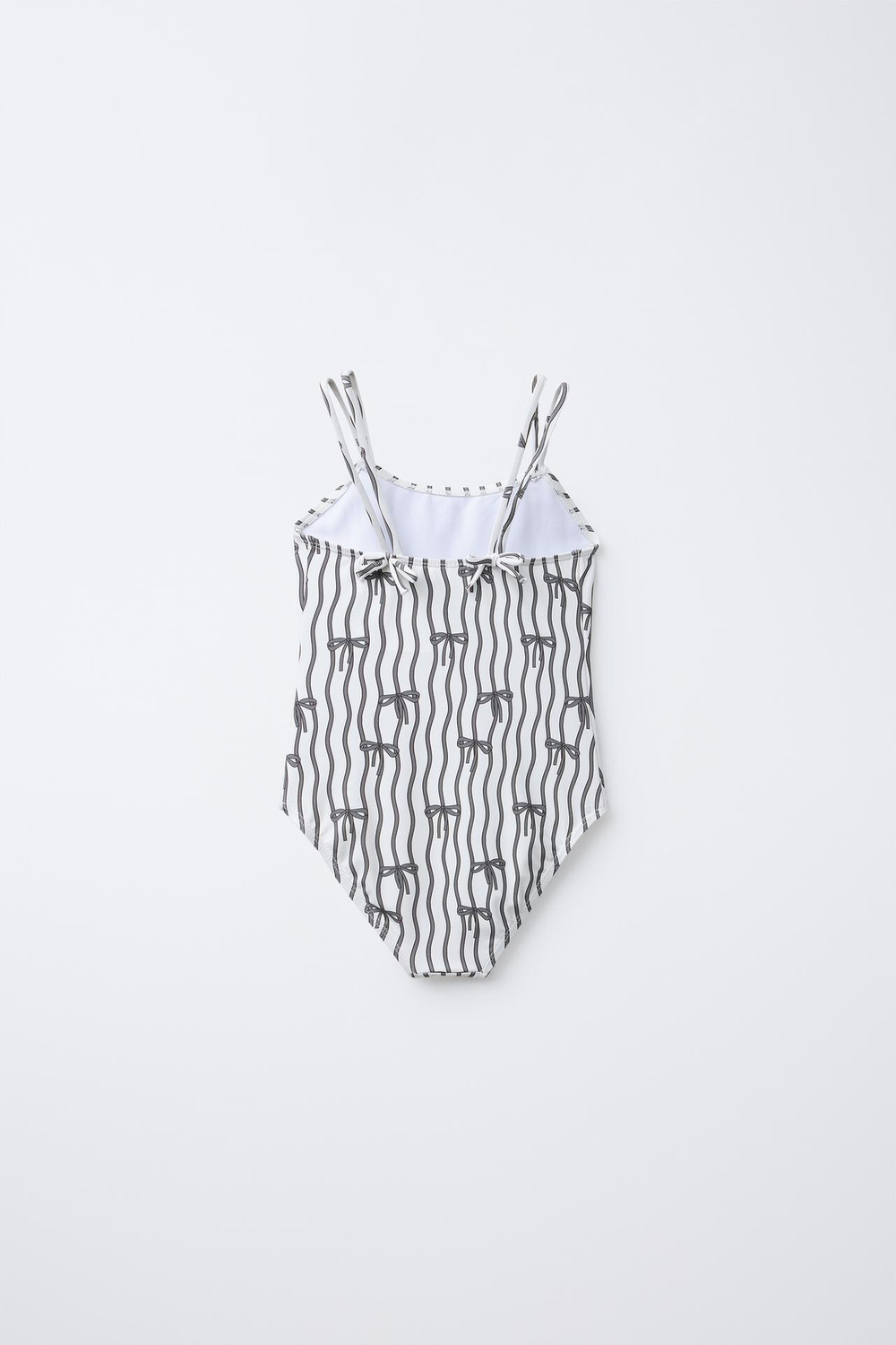 ZARA КУПАЛЬНИК С ПРИНТОМ И БАНТАМИ, ЧЕРНЫЙ