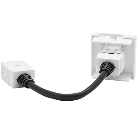 Розетка HDMI,  2мод.,  бел. (45х45мм),  с соединительным шнуром 15см