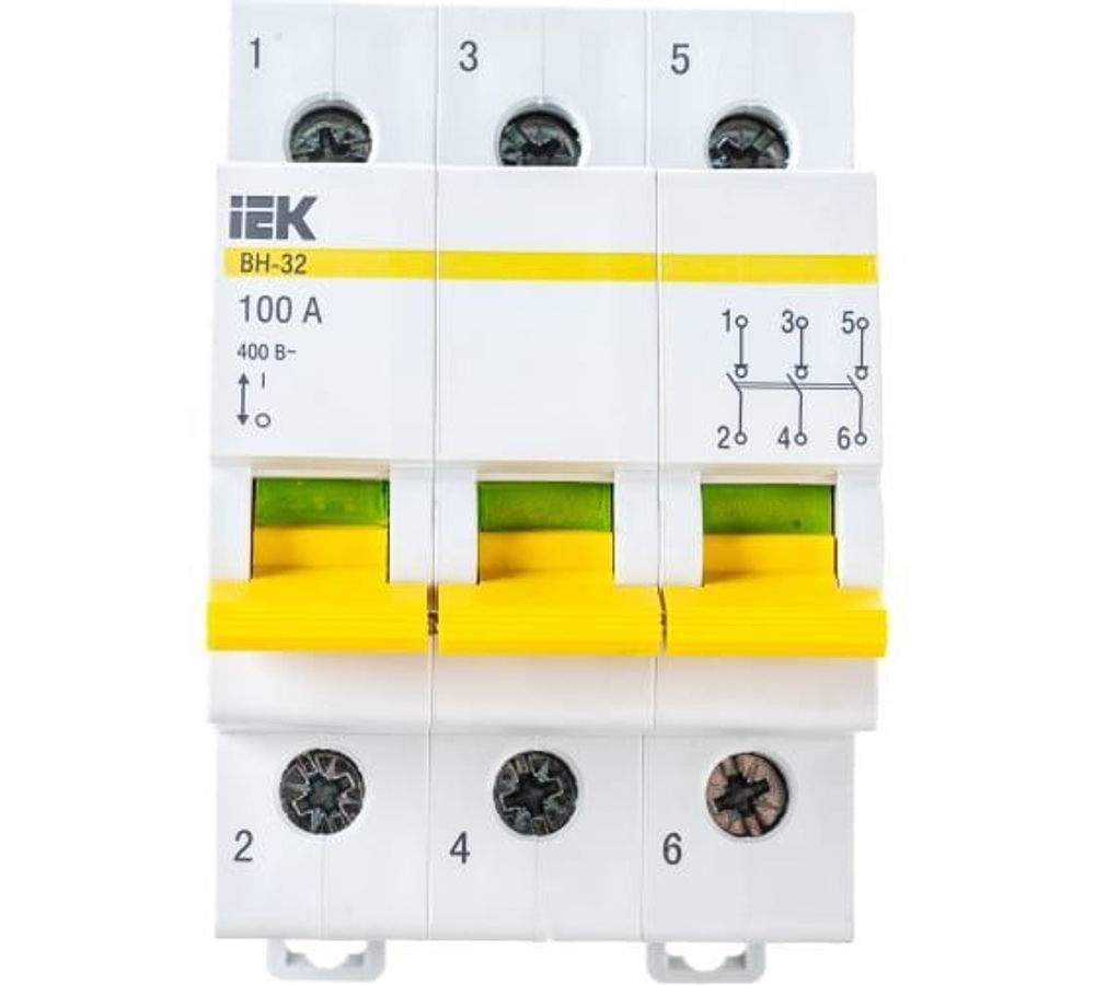 Выключатель нагрузки ВН-32 3Р 100А IEK (мини-рубильник) MNV10-3-100