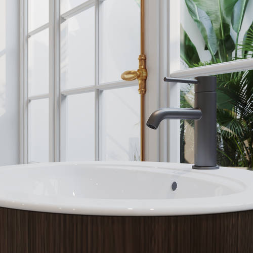 Смеситель для раковины M сталь оружейная AQUEDUTO CANO