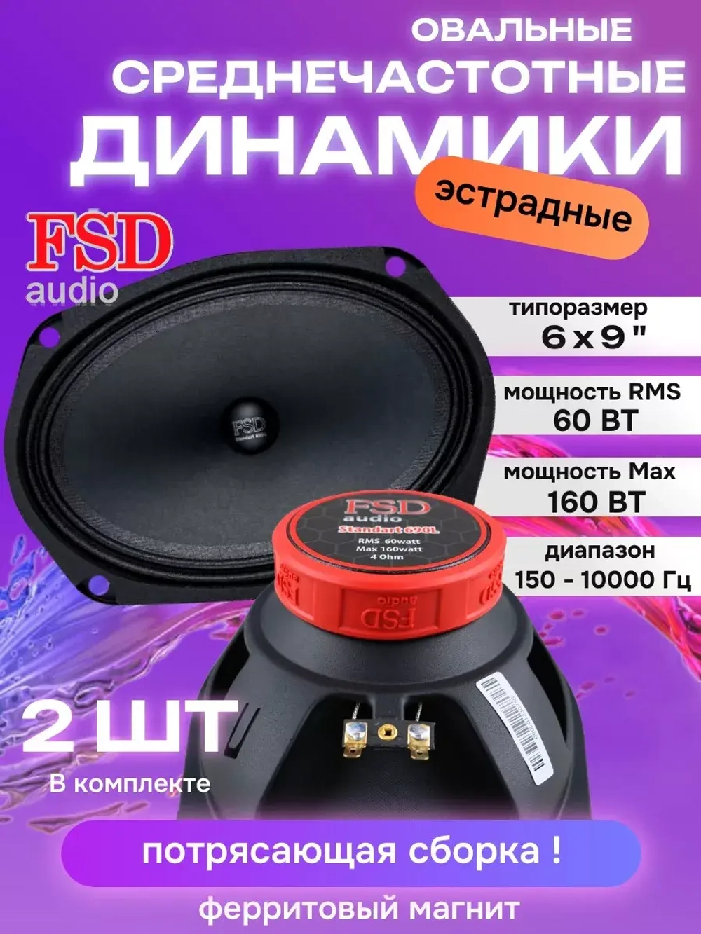 динамики 6х9 автомобильные овальные колонки Standart 690 ()