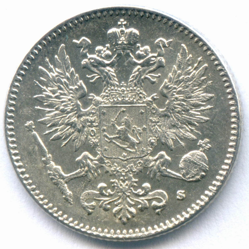 50 пенни 1917 год (S). Россия для Финляндии (орел с коронами). XF-AU