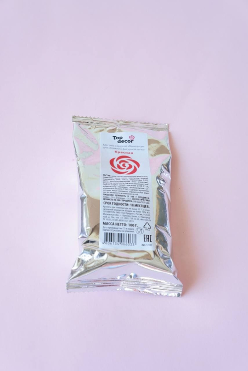 Мастика сахарная "ванильная КРАСНАЯ" Top Decor 100 гр