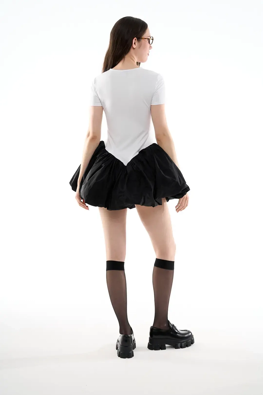 Мини-платье с юбкой из тафты