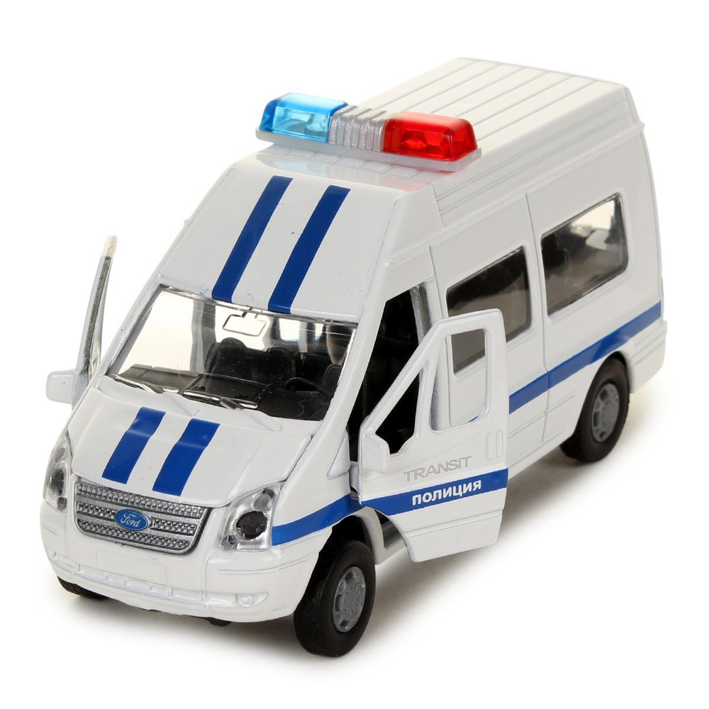 Модель ин. мет. "Ford Transit. Полиция" 13см. свет-звук, двери, багаж., коробка SB-13-02-2 (48) (Техноп
