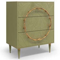 Комод Арт Колор leaves Классик Голд с 3 ящиками Зеленая олива