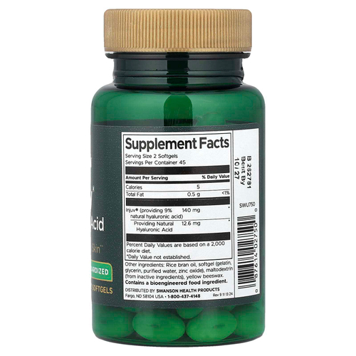 Swanson, Injuv® гиалуроновая кислота, стандартизированная, 70 мг, 90 капсул