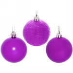 Новогодние шары 6 см (набор 6 шт) «Микс фактур», фиолетовый