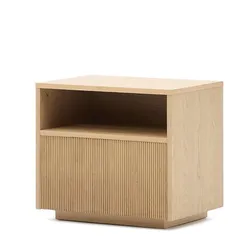 Прикроватная тумбочка Helvine с 1 ящиком из дубового шпона 60 x 52 см