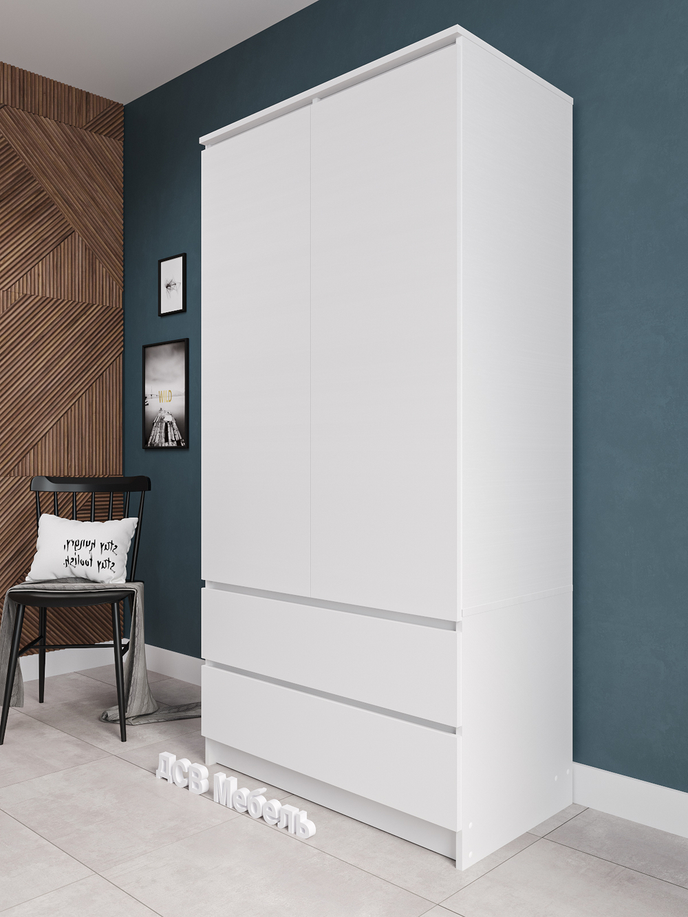 Шкаф Мори МШ900.1 (ш904*г504*в1800мм) Белый