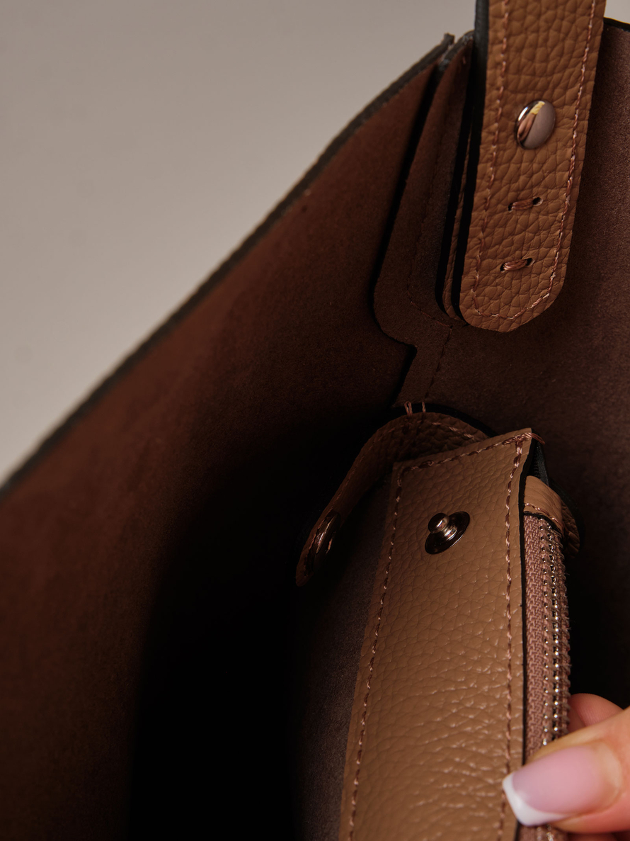 Кожаная сумка шоппер Olga DBR 30948 коричневый капучино