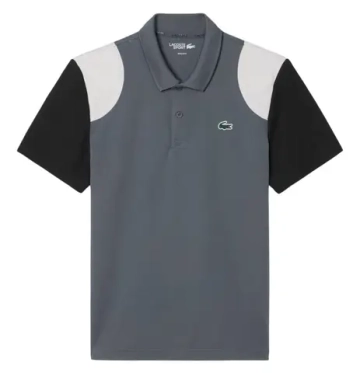 Мужское теннисное поло Lacoste Ultra Dry Colour-Block Sport - grey/black