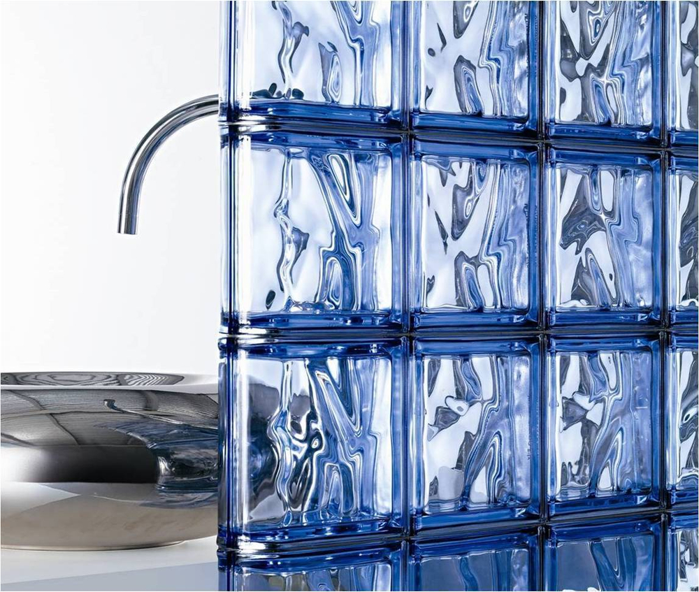 Торцевой стеклоблок медовый окрашенный изнутри Vitrablok   19x19x8