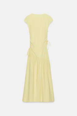 ZARA ПЛАТЬЕ АСИММЕТРИЧНОГО КРОЯ СО СБОРКАМИ, ЖЕЛТЫЙ