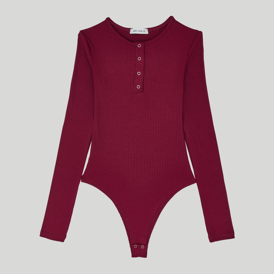 LS Ribbed Bodysuit Rhododendron