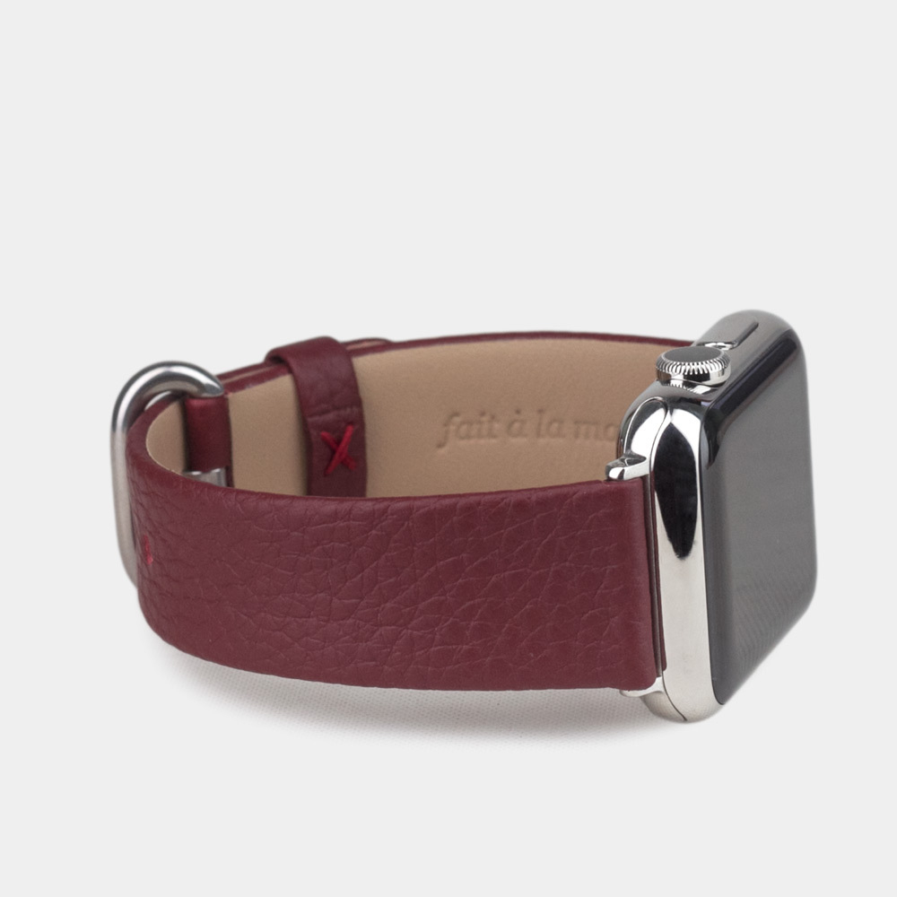 Ремешок для Apple Watch  44/45/46 mm из кожи теленка, бордового цвета