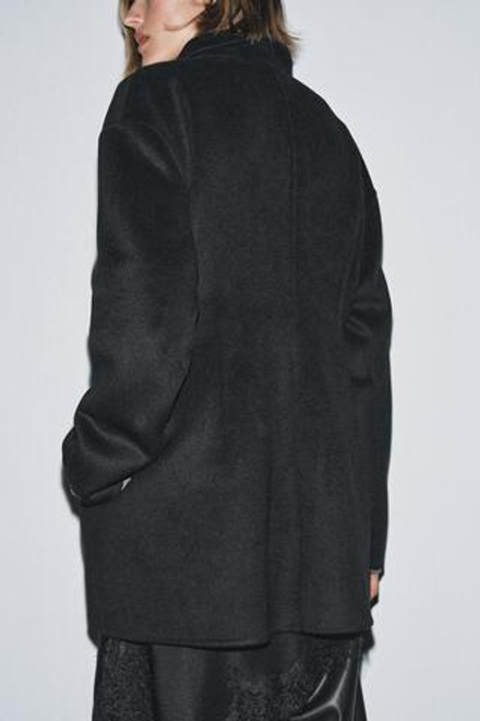 ZARA ПРИТАЛЕННЫЙ БЛЕЙЗЕР ИЗ ШЕРСТИ — ZW COLLECTION, ЧЕРНЫЙ