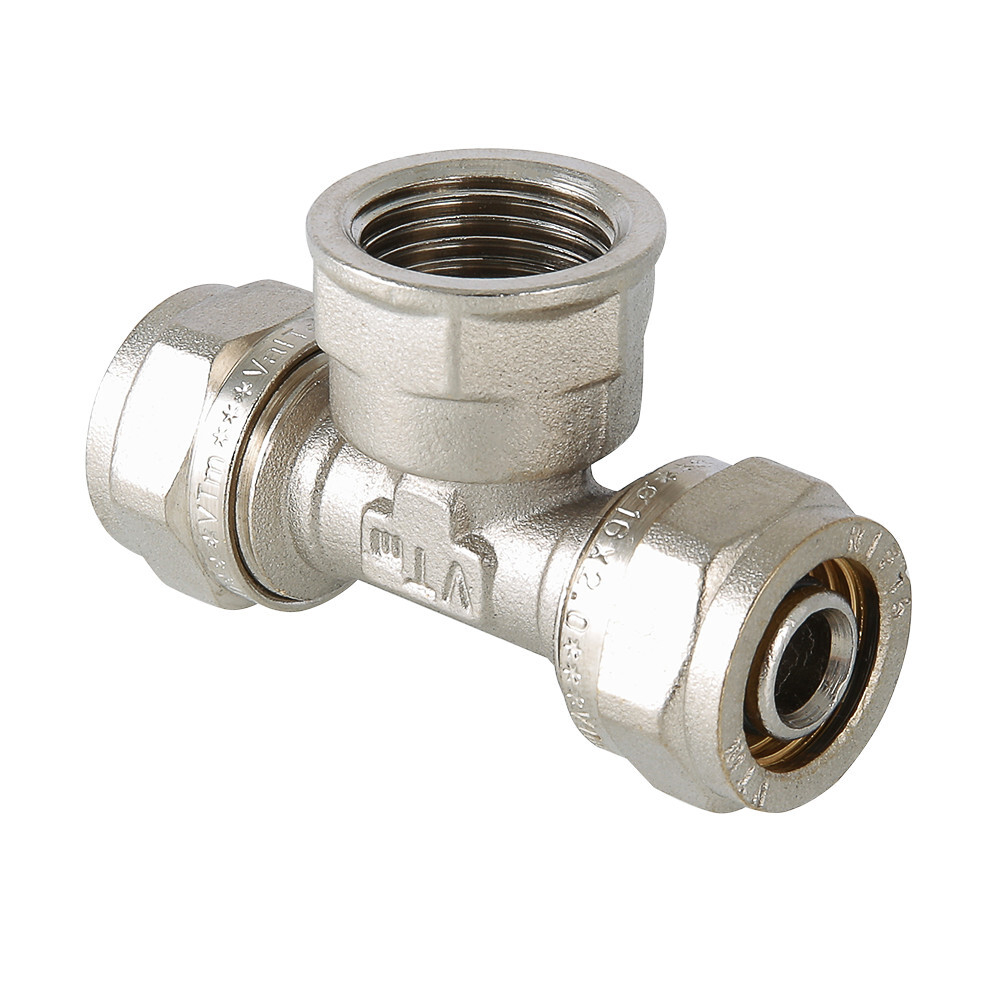 Тройник Valtec с вн.р. 16*1/2 (обжим) 350