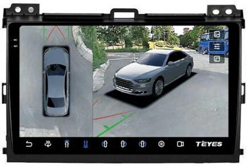 Магнитола для Toyota Land Cruiser Prado 120, Lexus GX470 (экран климата внизу) - Teyes CC3-2K-360 на Android 10, Быстрая, 2K QLED, CarPlay, 4G SIM-слот, 4 камеры в комплекте