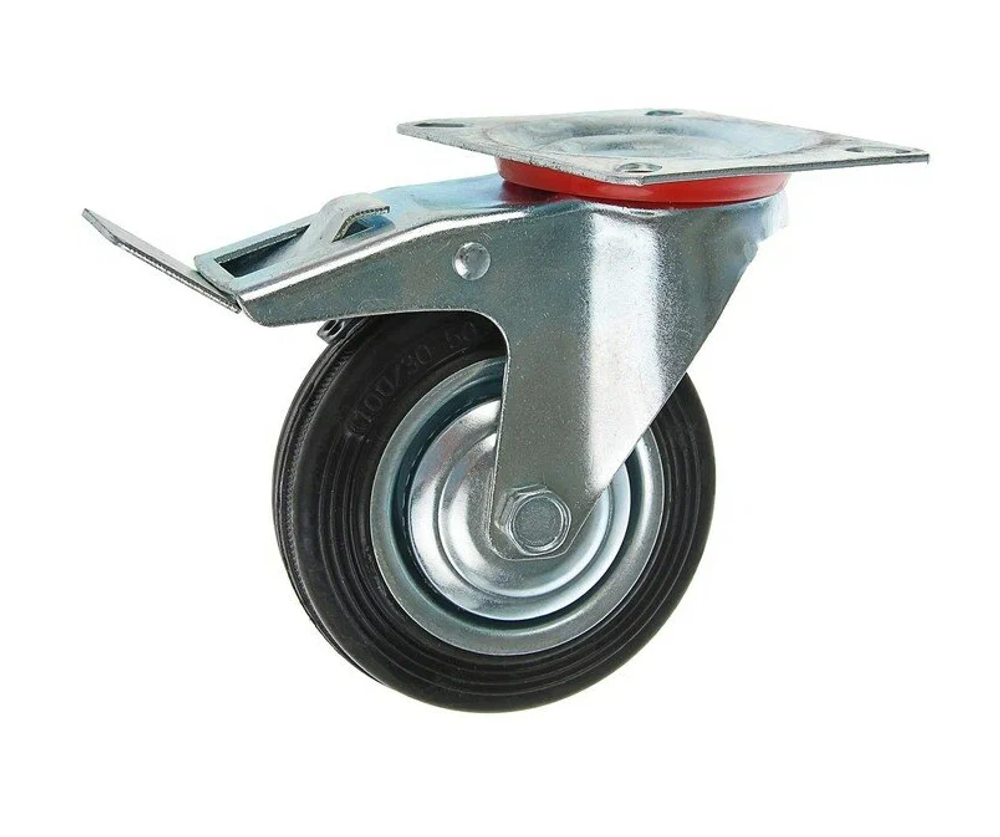 Колесо на тачку Ø100мм. поворотное с тормозом (30шт)