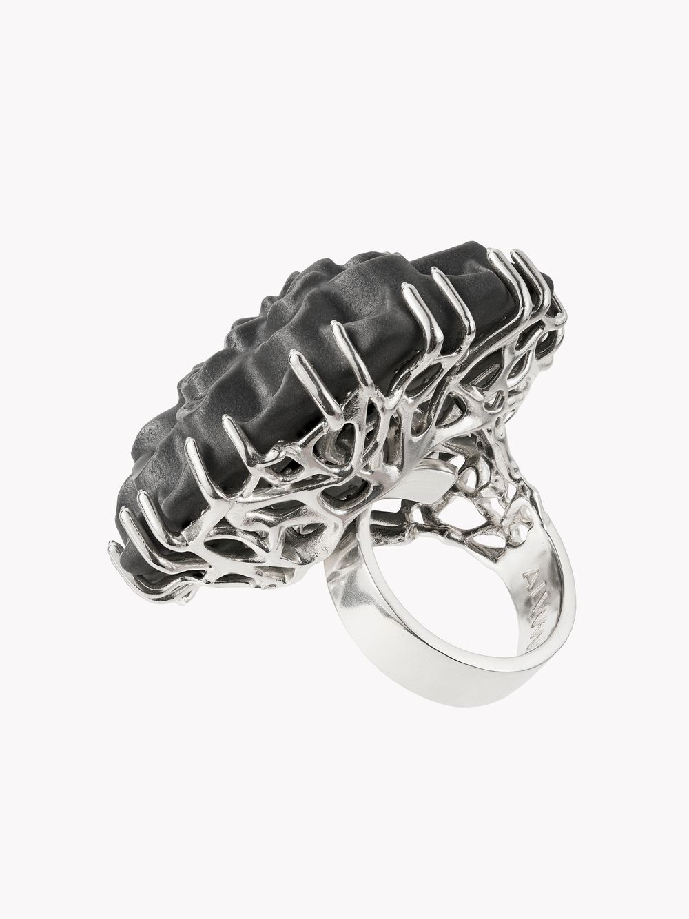 Кольцо Георгин XL, серый фарфор