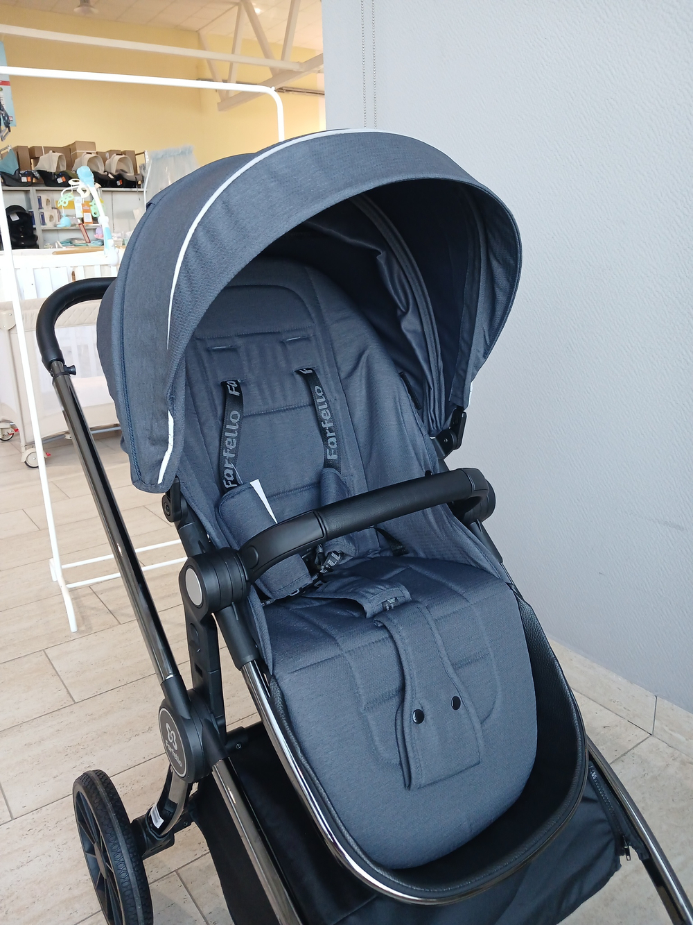 Коляска модульная  3в1 Baby shell (Dark Grey/Black chrome BBS-009)