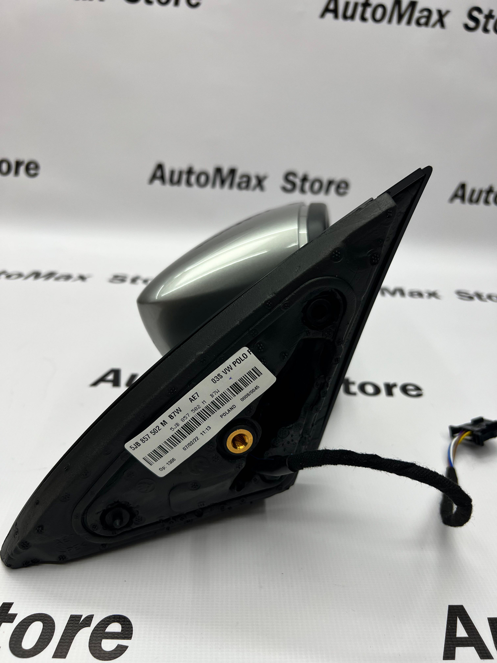 Зеркало боковое заднего вида в сборе правое электрическое Поло/Рапид VAG ОРИГИНАЛ. 5JB857502M B7W
