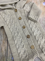 Вязаный комплект на выписку 5 предметов  "Круже" (Одеяло утеплен., бант, пинетки, комбинезон, шапка) (Цвет: Розовый)