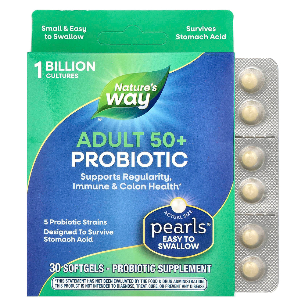 Nature's Way, Пробиотик Pearls для взрослых 50+, 30 капсул