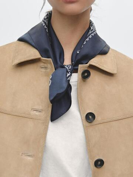 Massimo Dutti Бандана из 100% шелка с принтом пейсли, темно-серый