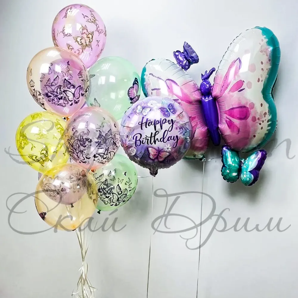Композиция из шаров Летят Бабочки Композиция из шаров Летят Бабочки