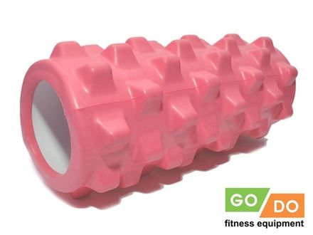 Валик ролл для фитнеса рельефный полый GO DO :LY1-31  (Розовый)