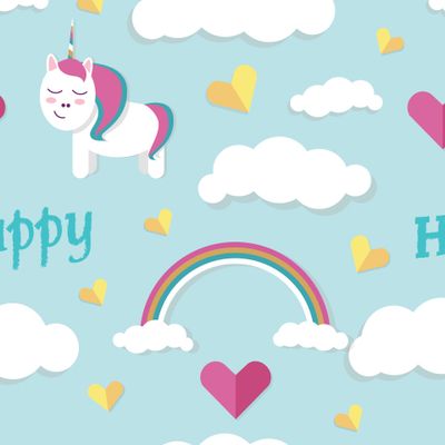 Веселый принт с пони и радугой