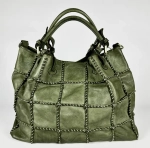 Женская сумка из натуральной винтажной кожи оливкового цвета