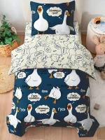 Постельное белье Евро бязь Павлина Гусь обнимусь (синий)