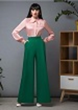 03-01-23 FW Брюки широкие с высокой посадкой зеленые