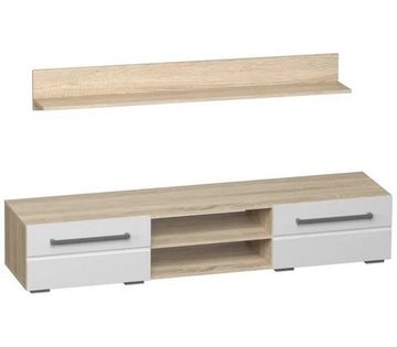 Гостиная МИЛАН ТБ-11 Тумба/полка сонома/белый глянец (1802*430*340) /1/(СНЯТА С ПР-ВА)